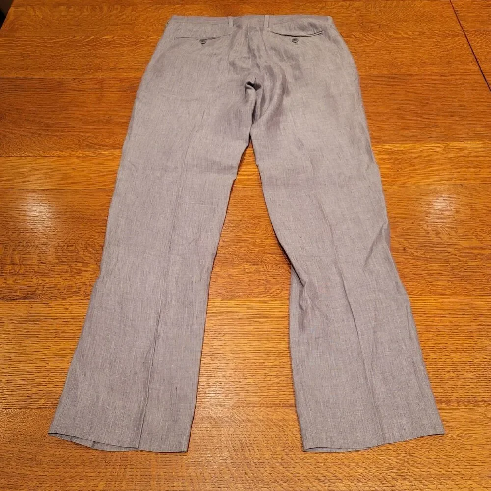 Banana Republic 100% Linen Dress Pants Mens 32x32 Gray Modern Slim Fit